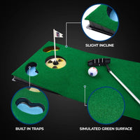 PGA TOUR 6ft Golf Putting Set Practice Mat Inc Putter & Guide Ball With Putter