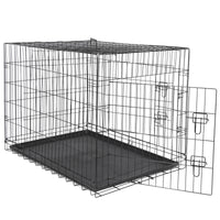 42" Dog Crate Kennel Folding Metal Pet Cage Indoor Outdoor Black 1-2 Door
