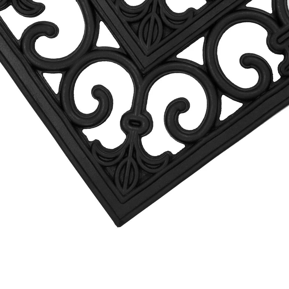 JVL Lexi Rubber Entrance Wrought Iron Effect Foyer Doormat Patio Mat Step Mat