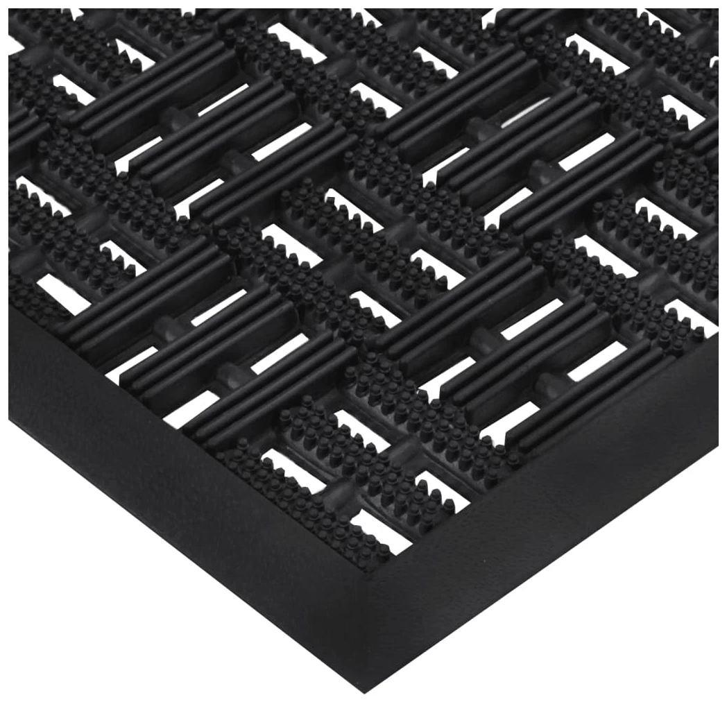 Door Mat Black Rubber 45x75cm 10mm Non-Slip Drainage Entrance Mat Heavy-Duty Pro