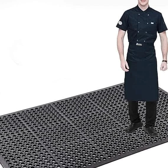 ybaymy 90 x 210cm Outdoor Rubber Mats, 210L x 90W x 0.3Th cm, Black