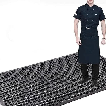 ybaymy 90 x 210cm Outdoor Rubber Mats, 210L x 90W x 0.3Th cm, Black