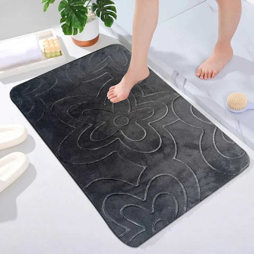 Bath Memory Foam Velvet Non Slip Bathroom Water Absorbent Toilet Pedestal Mat