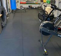 20mm Rubber Gym Tiles 1m2 Fitness Flooring, Black, Bevelled Edges, Free-weights