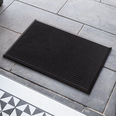 Large Ribbed Rubber Door Mat Heavy Duty Entrance Non Slip Indoor and Outdoor Mat
