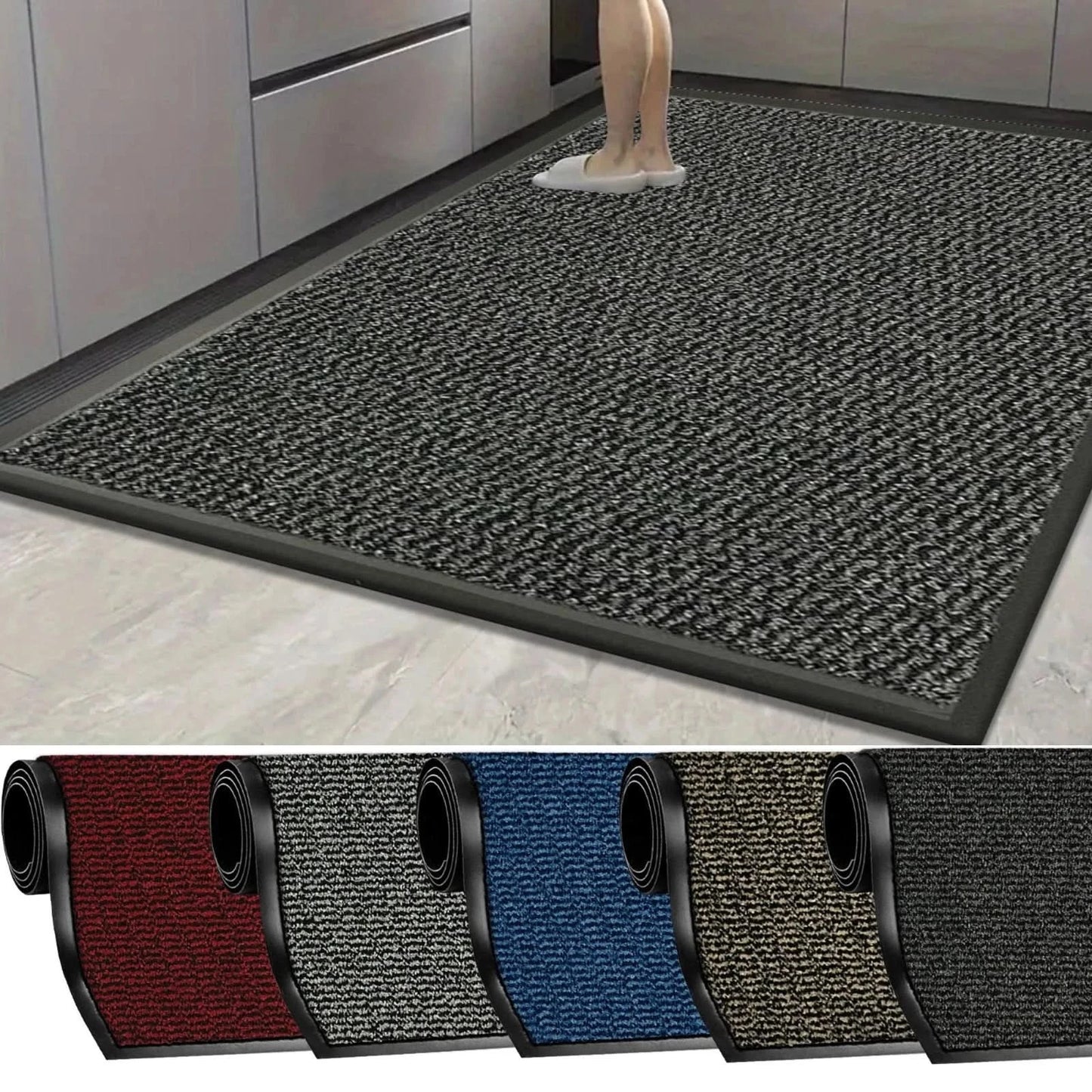 Heavy Duty Large Non Slip Rubber Door Mat Runner Rug Back Hallway & Kitchen UK