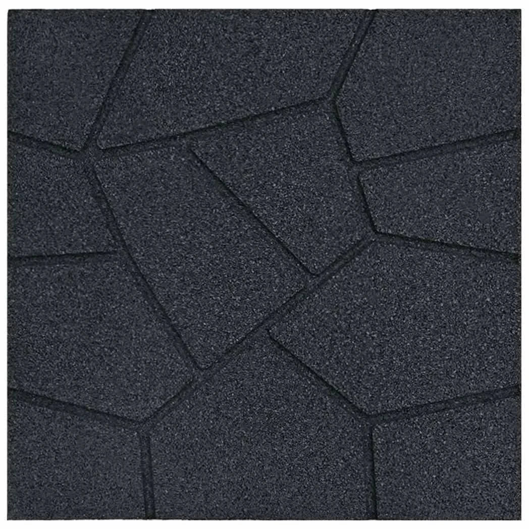 Stepping Stones 6pc Black Rubber 40.5x40.5x2cm Square Slip-Resistant Garden Deck
