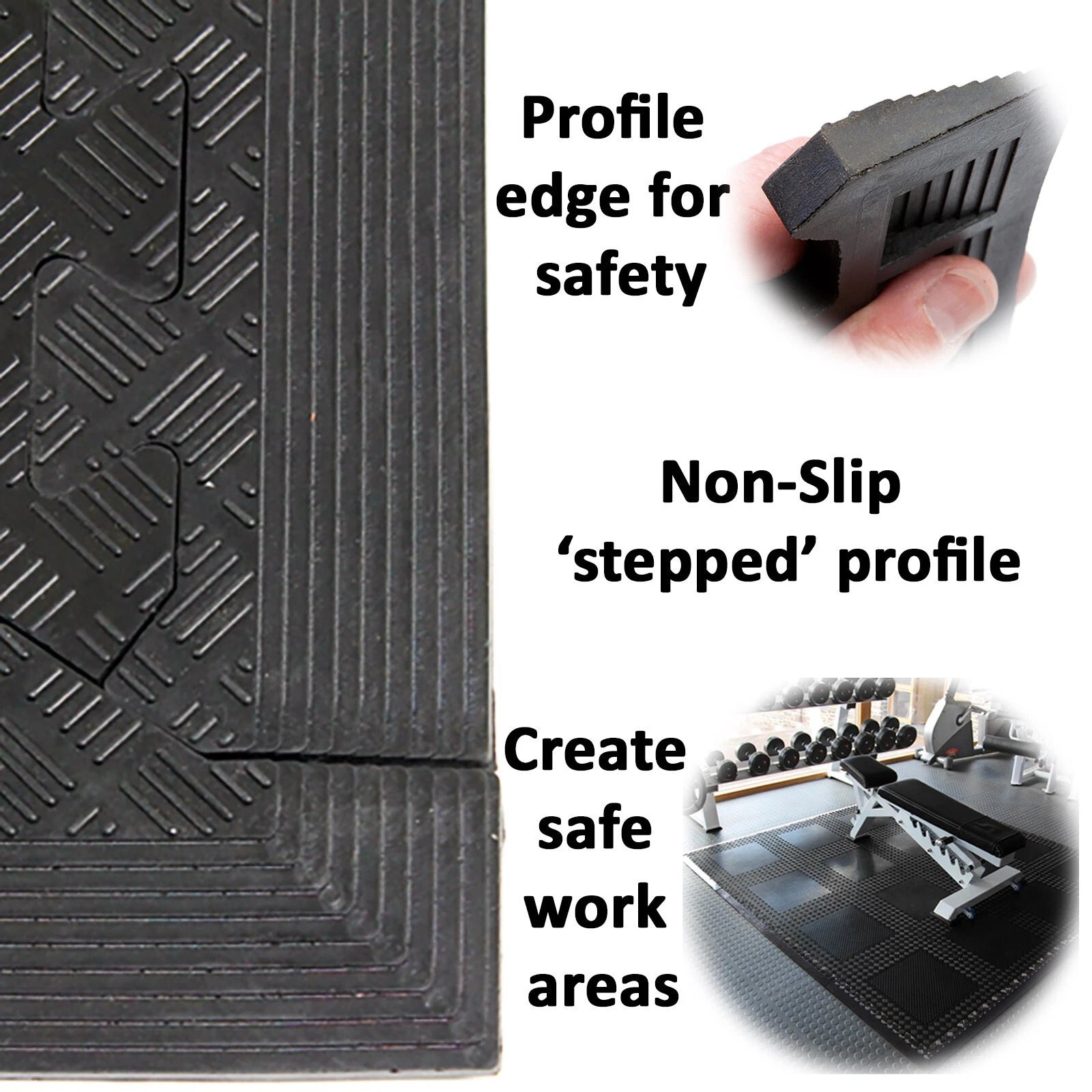 Heavy Duty Rubber Gym Mats Garage Flooring Tiles Commercial Interlocking 4pcs