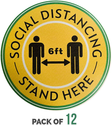12 x Social Distancing Floor Stickers Shop Door Wall Warning Signs Safety Mat