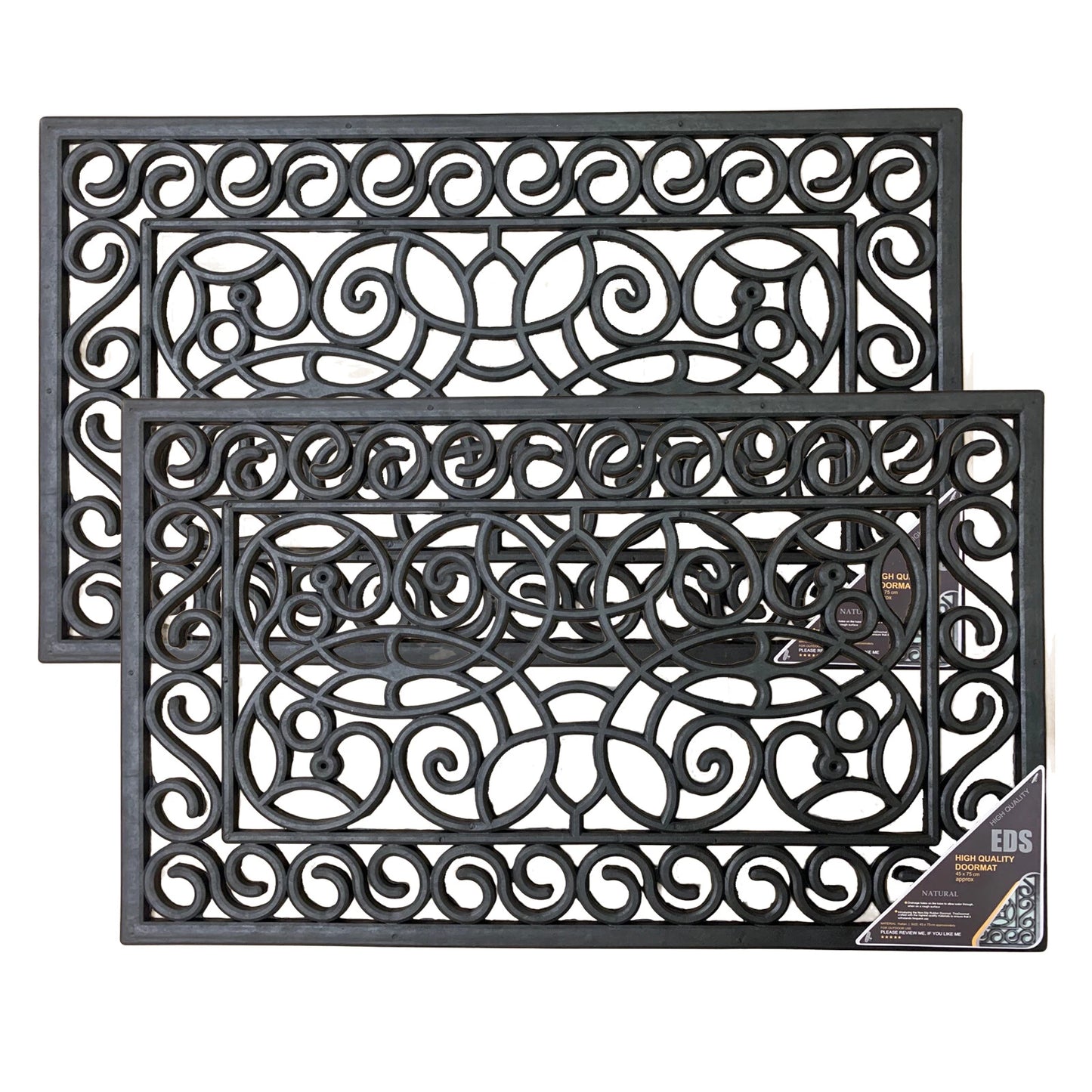 Decorative Rubber Door Mat Outdoor Indoor Heavy Duty Entrance Floor Mat 45x75cm