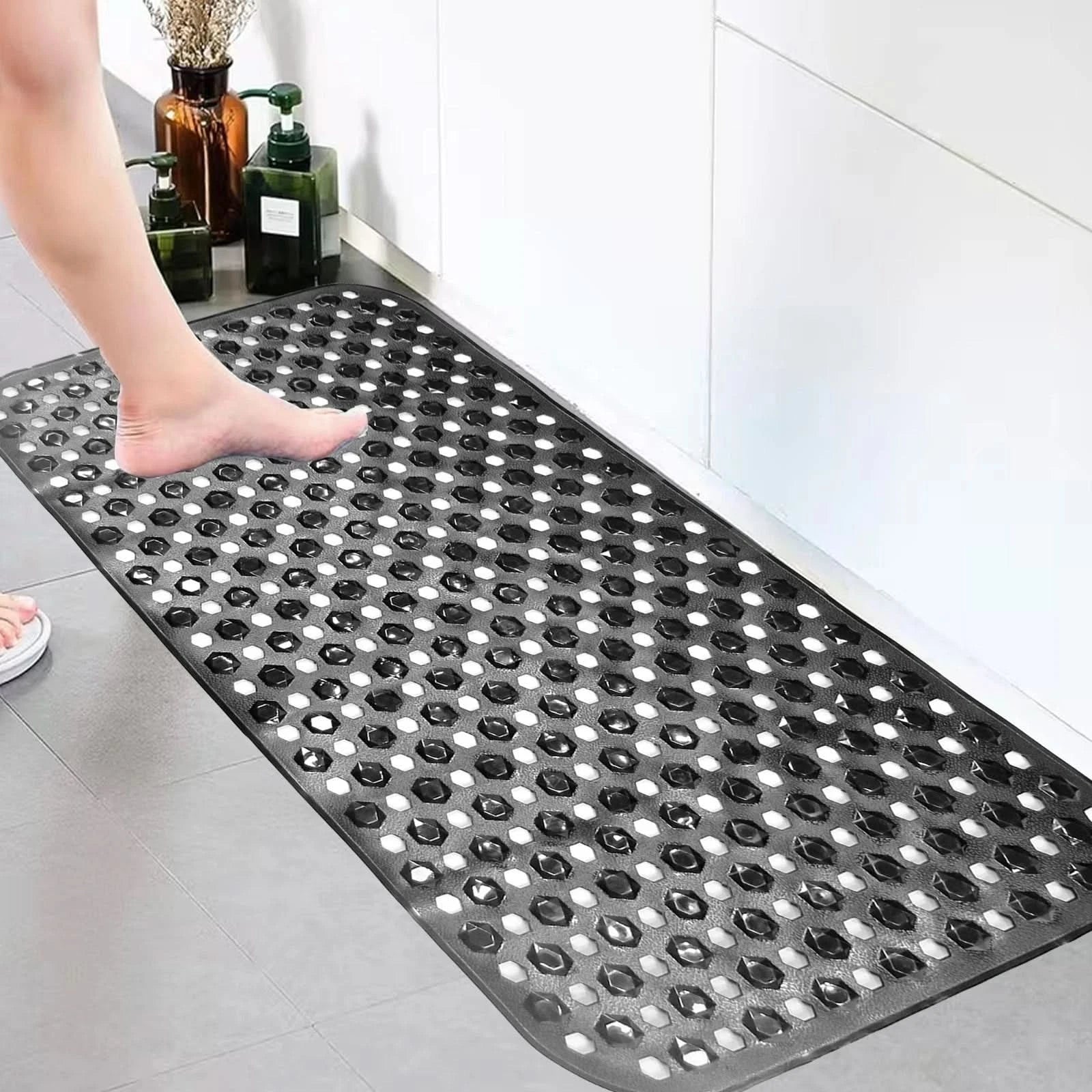 Soft Large Shower Mat Premium Anti-Mold Rubber Bath Mat Bathtub Strong Suction