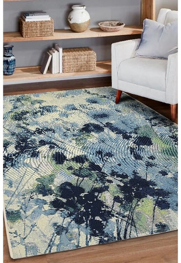 Indoor/ Outdoor Modern Waterproof Rug Tropicana Watercolour Flower Design