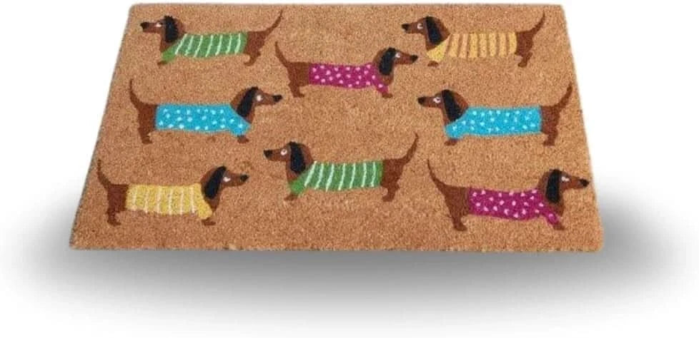Heavy Duty Door Mat Indoor Outdoor Large Natural Coir Sausage Dog Entrance Rug