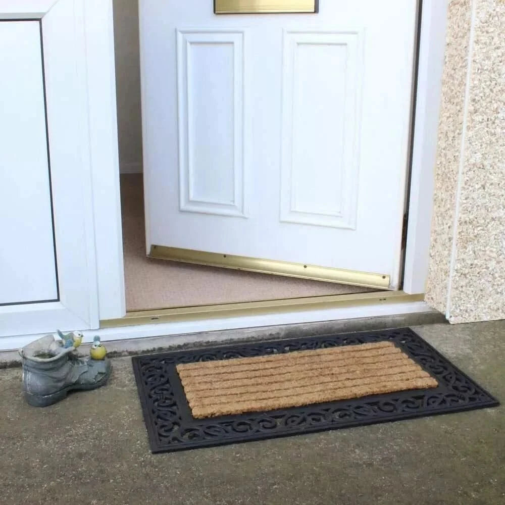 Large Outside Door Mat 75cm Heavy Rubber Coir Duty Mat Front Outdoor Entrance