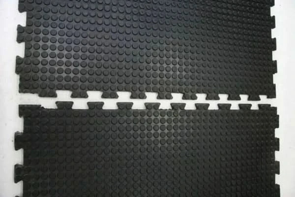 Rubber gym mat 1mx1mx20mm solid rubber interlocking coin top design