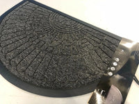 NON SLIP RUBBER 45CMX75CM WELCOME HALFMOON OUTSIDE/INSIDE DOORMATS BLACK/GREY