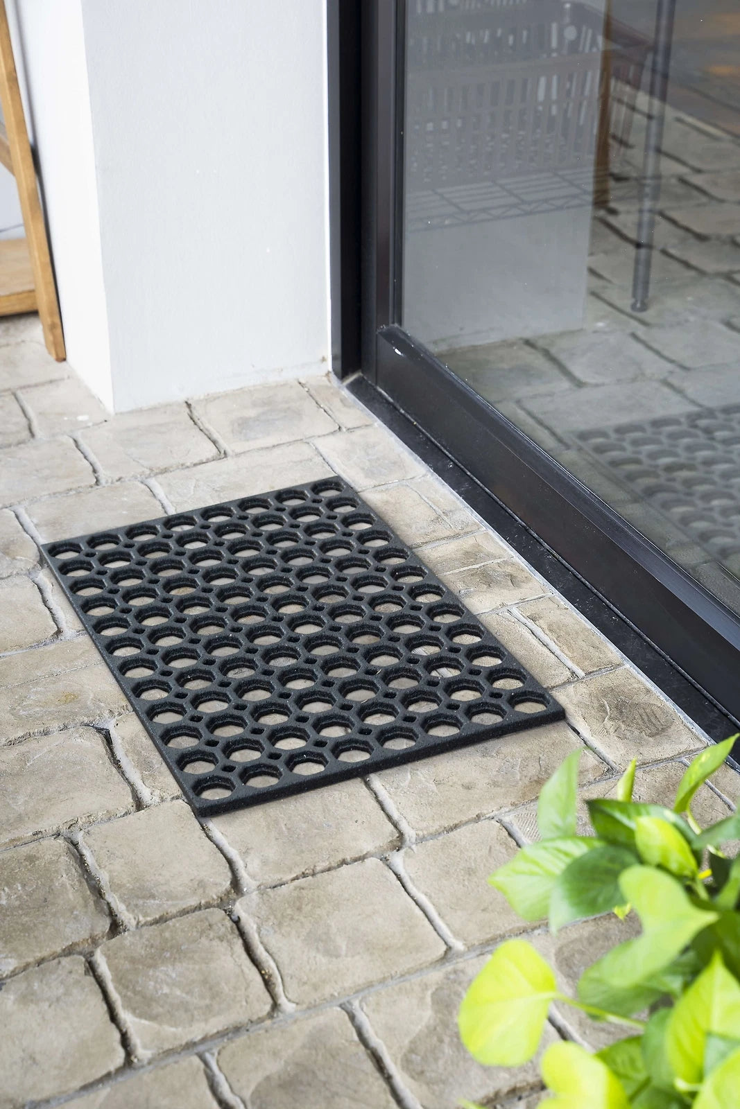 Honeycomb Outdoor Rubber Ring Entrance Floor Door Mat, Heavy Duty Drianage Matt