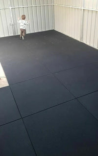 20mm Rubber Gym Tiles 1m2 Fitness Flooring, Black, Bevelled Edges, Free-weights