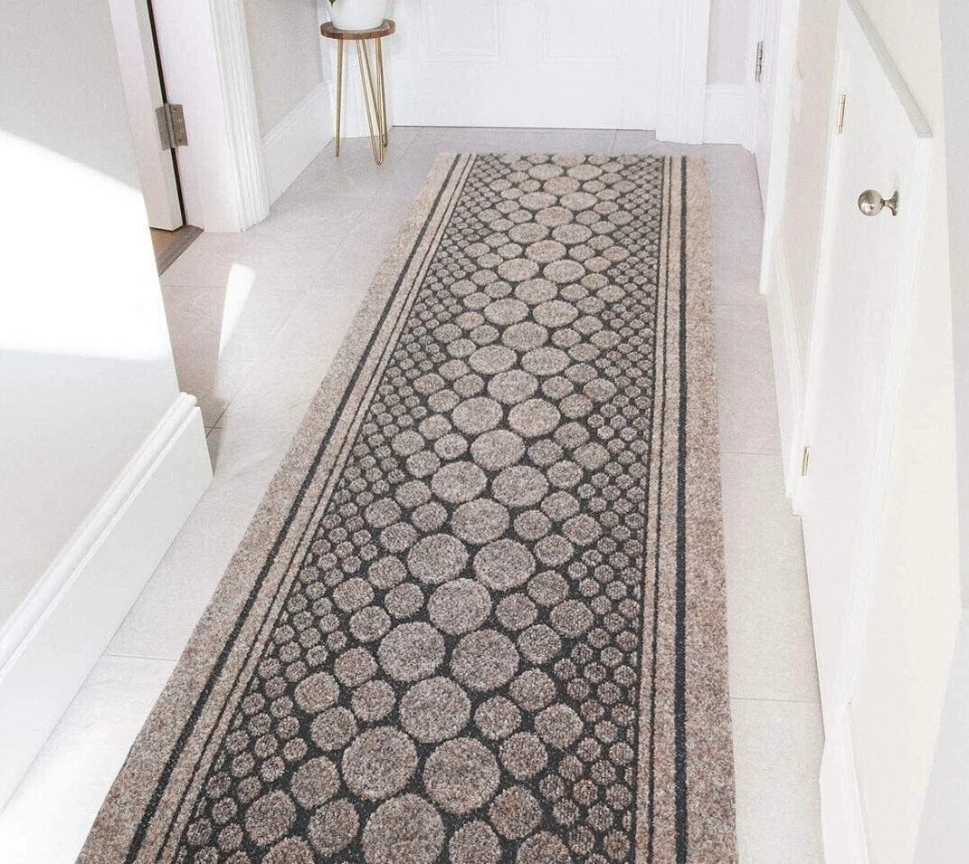 Beige Rugs Non-Slip Long Hall Runners Rubber Backed Brown Heavy Duty Small Mats