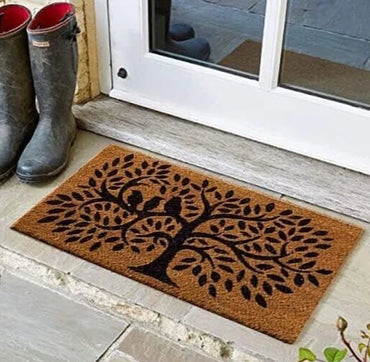 Non Slip Door Mat Heavy Duty Natural Coir Tree Indoor Outdoor Welcome Large 75cm