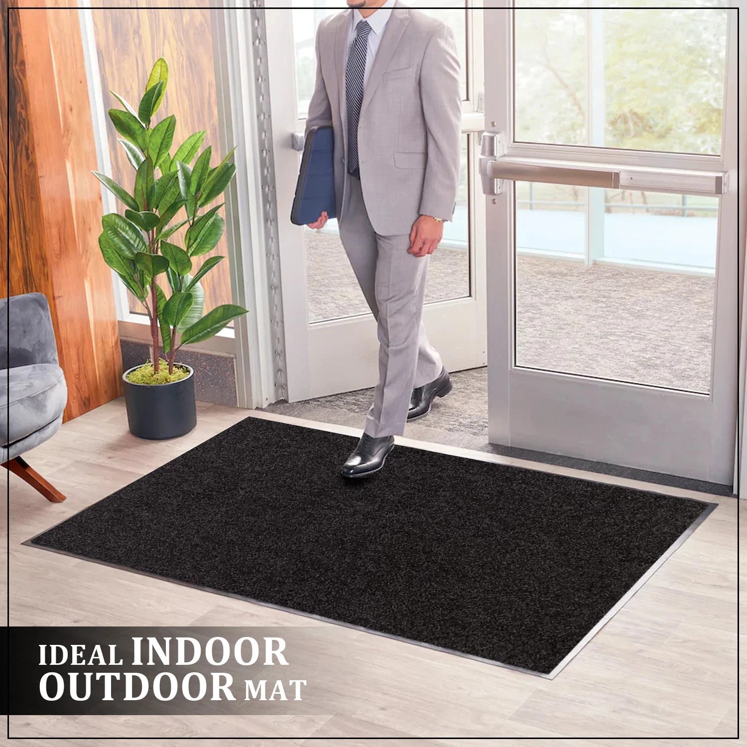 Dirt Trapper Door Mat Heavy Duty Non-Slip Washable Entrance Rug Indoor & Outdoor