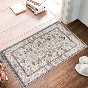 Gorgeous Vintage Door Mats Indoor Washable, Soft Thin Short Pile Vintage Mats.