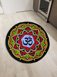 Budism Mandala Symbol Floor Mat Modern Area Rug Living Room Accent Wool Carpet