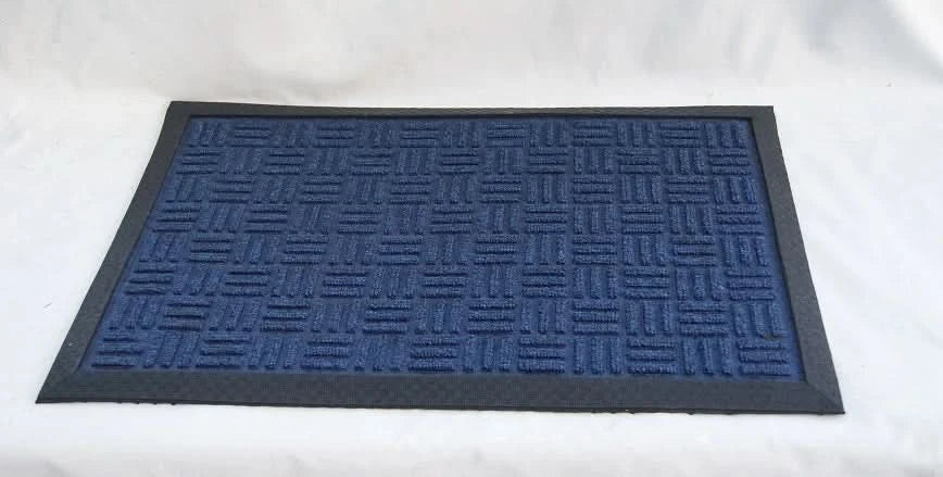 Heavy Duty Rubber Anti Fatigue Thick Blue Door Mat Criss Cross Polypropylene