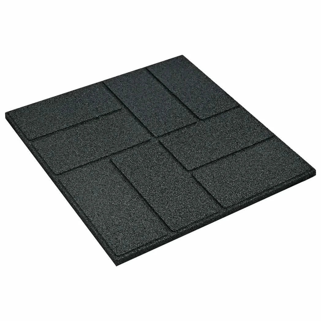 Stepping Stones 6pc Black Rubber 40.5x40.5x2cm Square Slip-Resistant Garden Deck