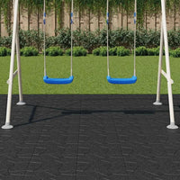 Stepping Stones 6pc Black Rubber 40.5x40.5x2cm Square Slip-Resistant Garden Deck