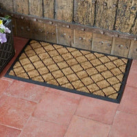 Heavy Duty Natural Coir Diamond Door Mat Rubber Indoor Outdoor Entrance Front