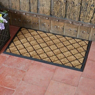 Heavy Duty Natural Coir Diamond Door Mat Rubber Indoor Outdoor Entrance Front
