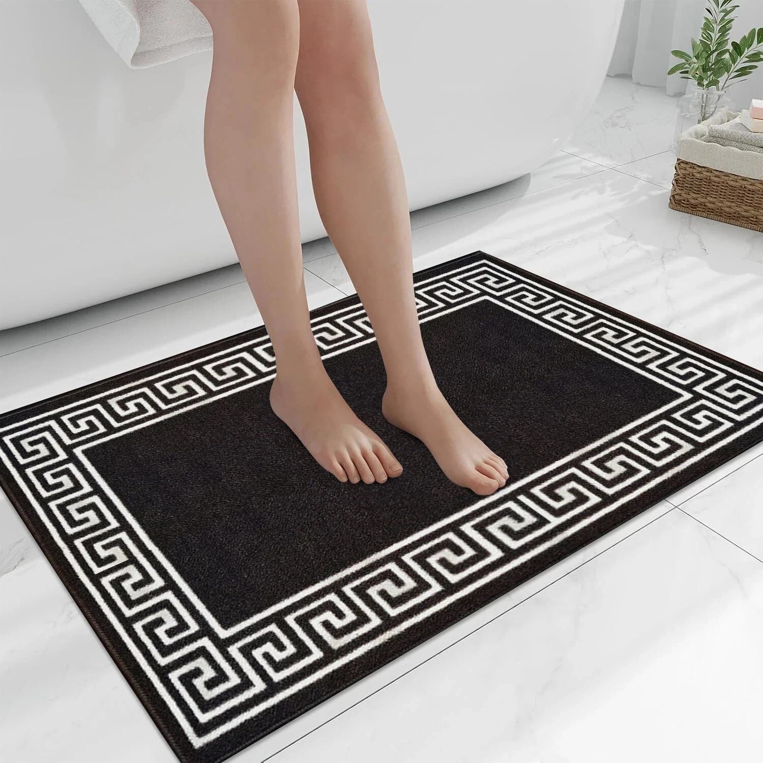 Non Slip Bath Mat Water Absorbent Toilet Pedestal Mats Small Large Bathroom Rug