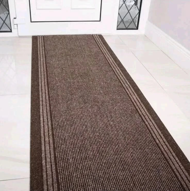 Carpet Runner Mat Heavy Duty Non Slip Rubber Back Durable - Brown - 127cm x 68cm