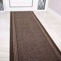 Carpet Runner Mat Heavy Duty Non Slip Rubber Back Durable - Brown - 127cm x 68cm