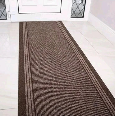 Carpet Runner Mat Heavy Duty Non Slip Rubber Back Durable - Brown - 127cm x 68cm