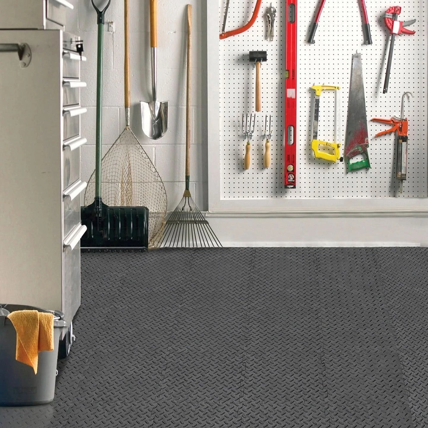 CHECKER Gym rubber garage workshop Home Gym Utility Floor Tiles Mats Pack of 10