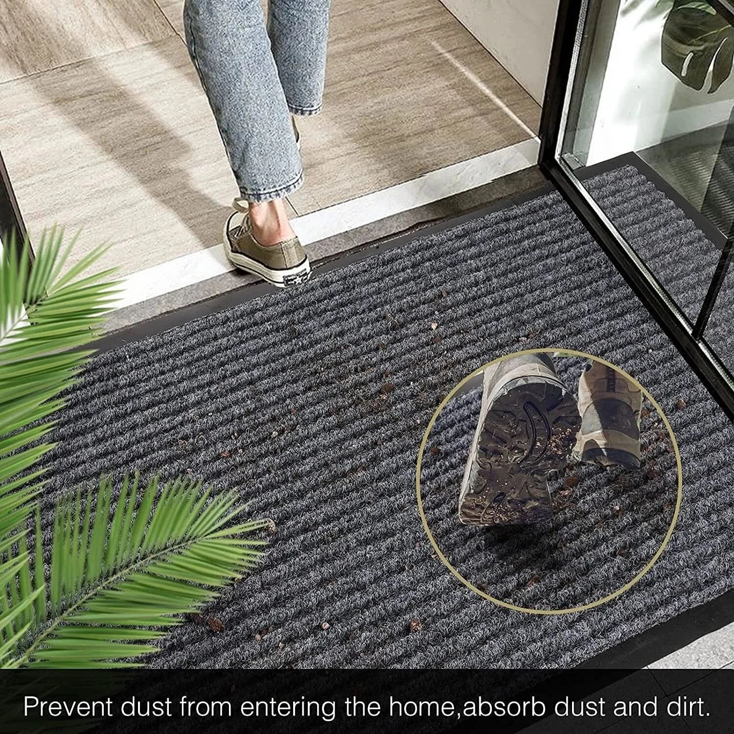Door Mat Dirt Barrier Trapper Mats Non-Slip Entrance Heavy Duty Floor Rug-60x90
