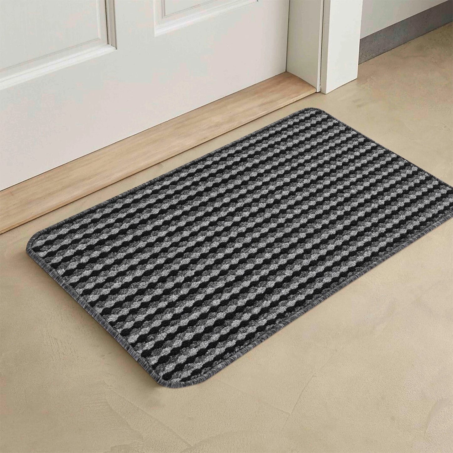 Washable Door Mats Non Slip Stripe Kitchen, Corridor, Hallway Runners Anthracite