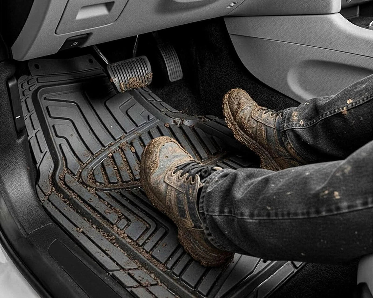 Heavy Duty Rubber 4 PCS Car Mat Set Universal Mats Non Slip Cut To Fit Trim