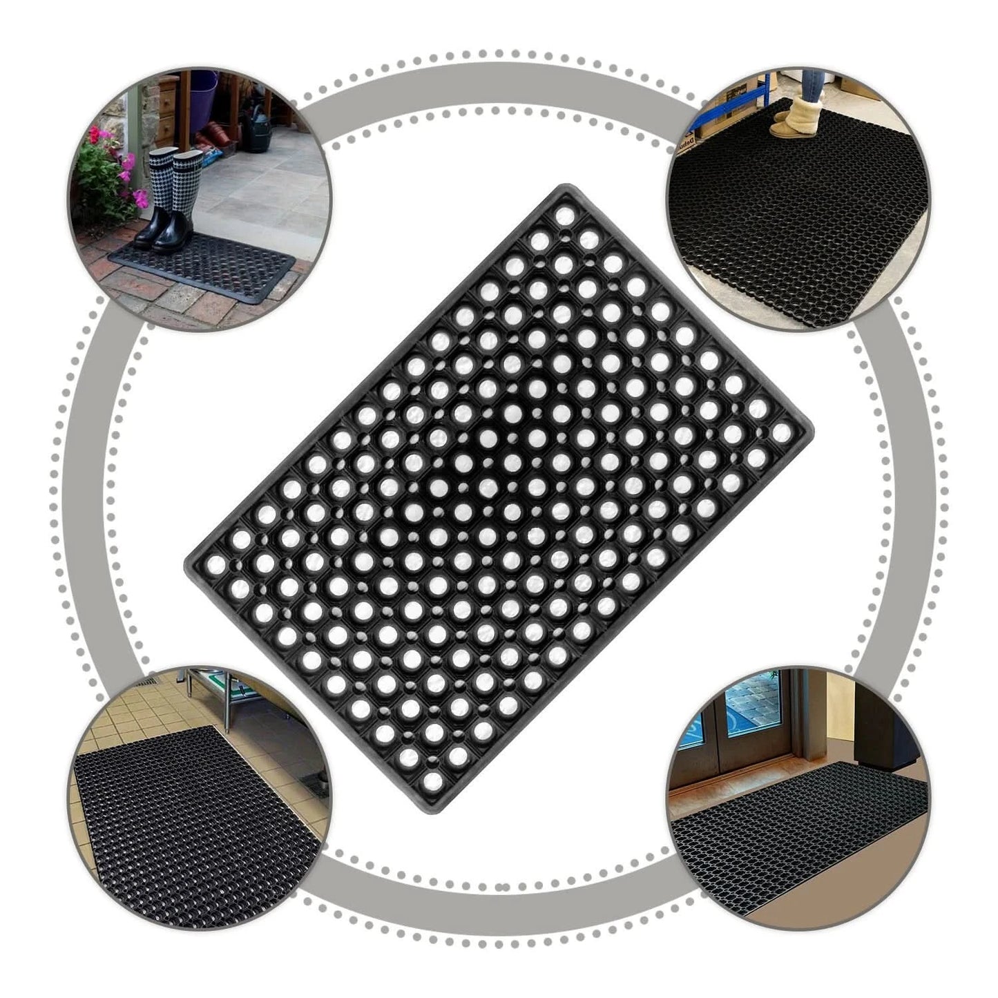 Industrial Non Slip Rubber Ring Door Mat Outdoor House Entrance Floor Carpet Rug