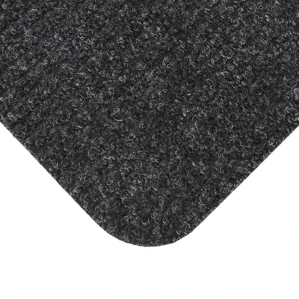 JVL Delta Ribbed Lightweight Indoor Entrance Door Mat, Charcoal, Grey, Brown