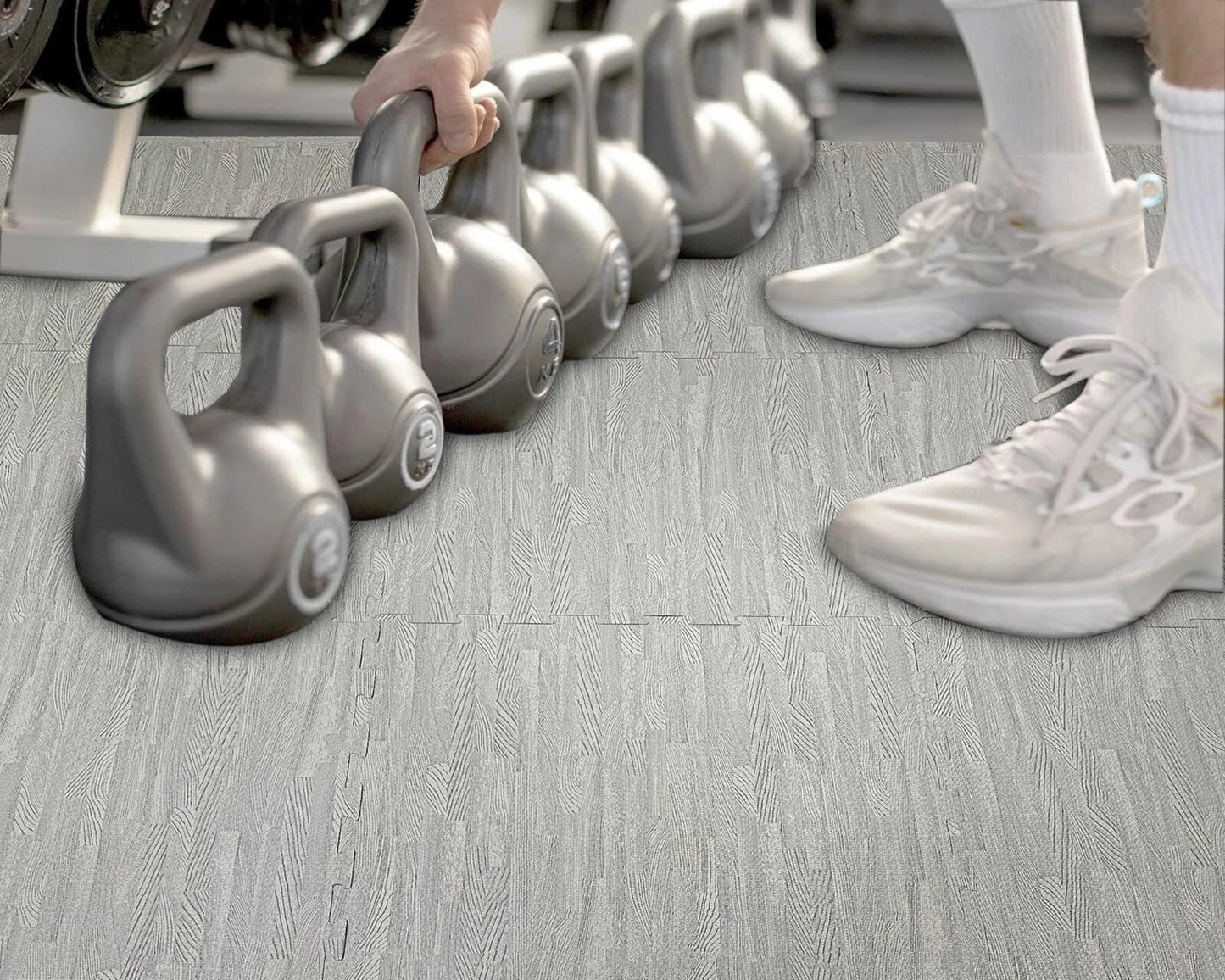 Grey Wooden Grain Foam Tiles Exercise Yoga Gym Fitness Garage Workshop Floor Mat