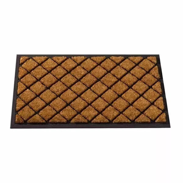 Heavy Duty Natural Coir Diamond Door Mat Rubber Indoor Outdoor Entrance Front