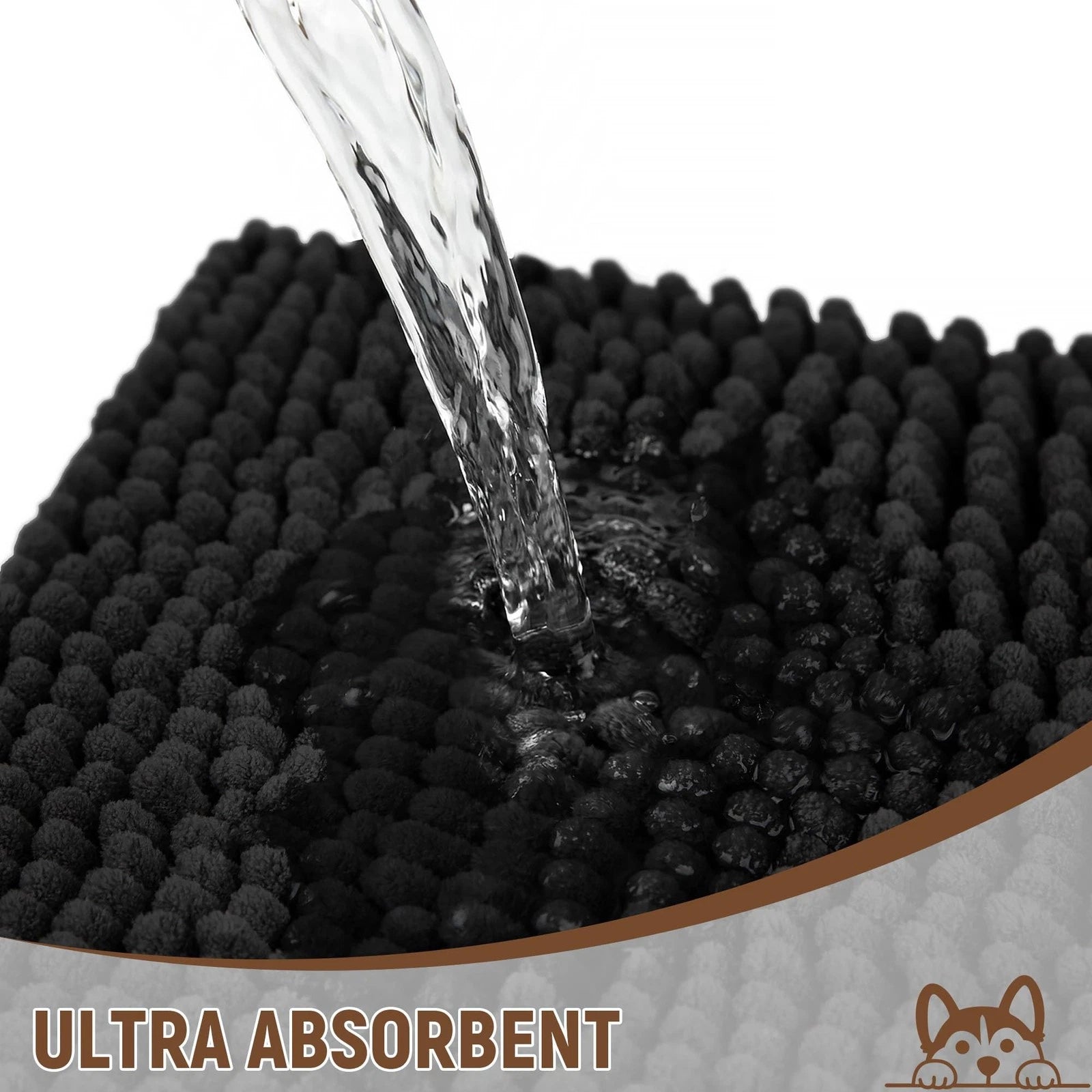 Absorbent Dog Door Mat for Muddy Paws, 60" x 36" Chenille Indoor Mats for Ent...