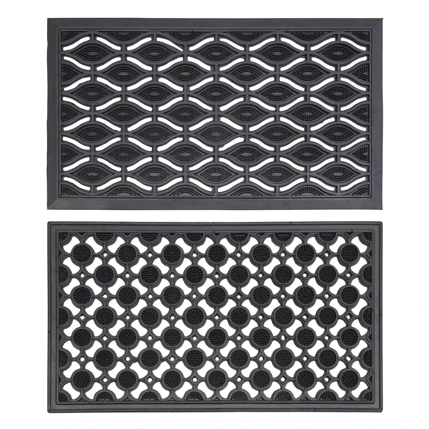 Rubber Door Mats Eye & Circle Design Dirt Scrapper Heavy Duty Non-Slip 40 X 70cm