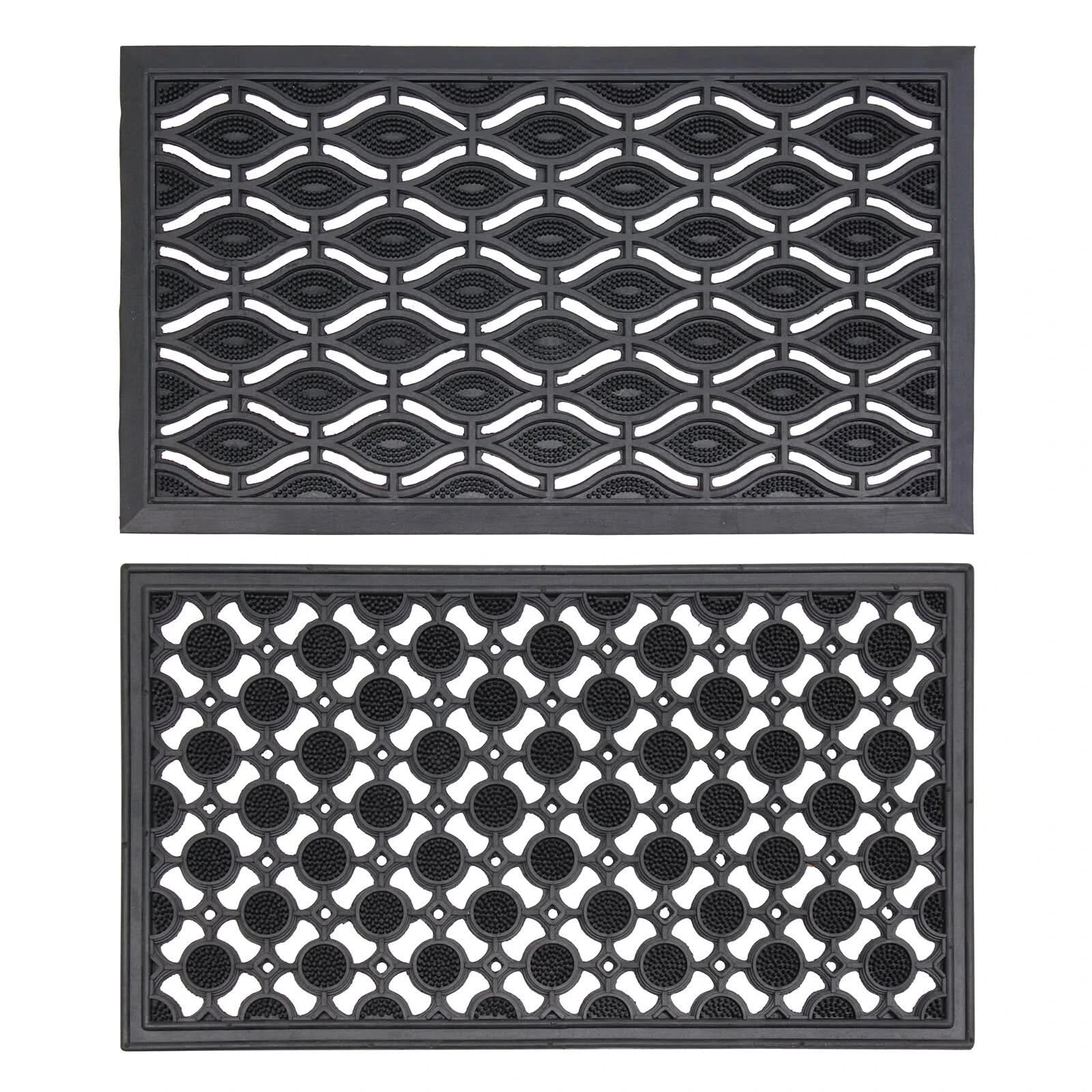 Rubber Door Mats Eye & Circle Design Dirt Scrapper Heavy Duty Non-Slip 40 X 70cm