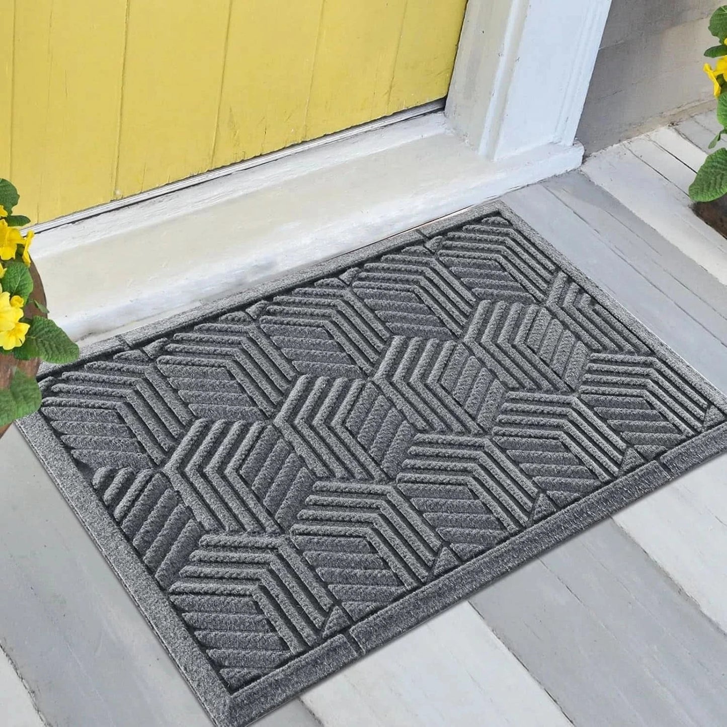 Yimobra Door Mat 92x61cm Heavy Duty | Non-Slip Rubber Backing Dirt Trapper Grey