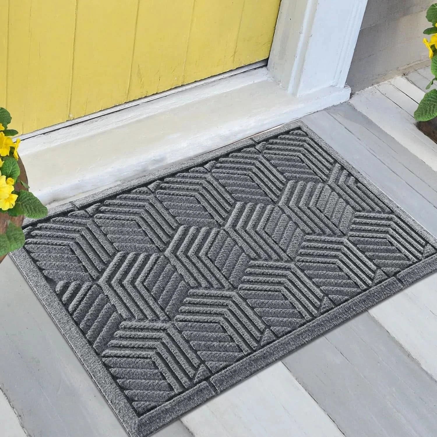 Yimobra Door Mat 92x61cm Heavy Duty | Non-Slip Rubber Backing Dirt Trapper Grey