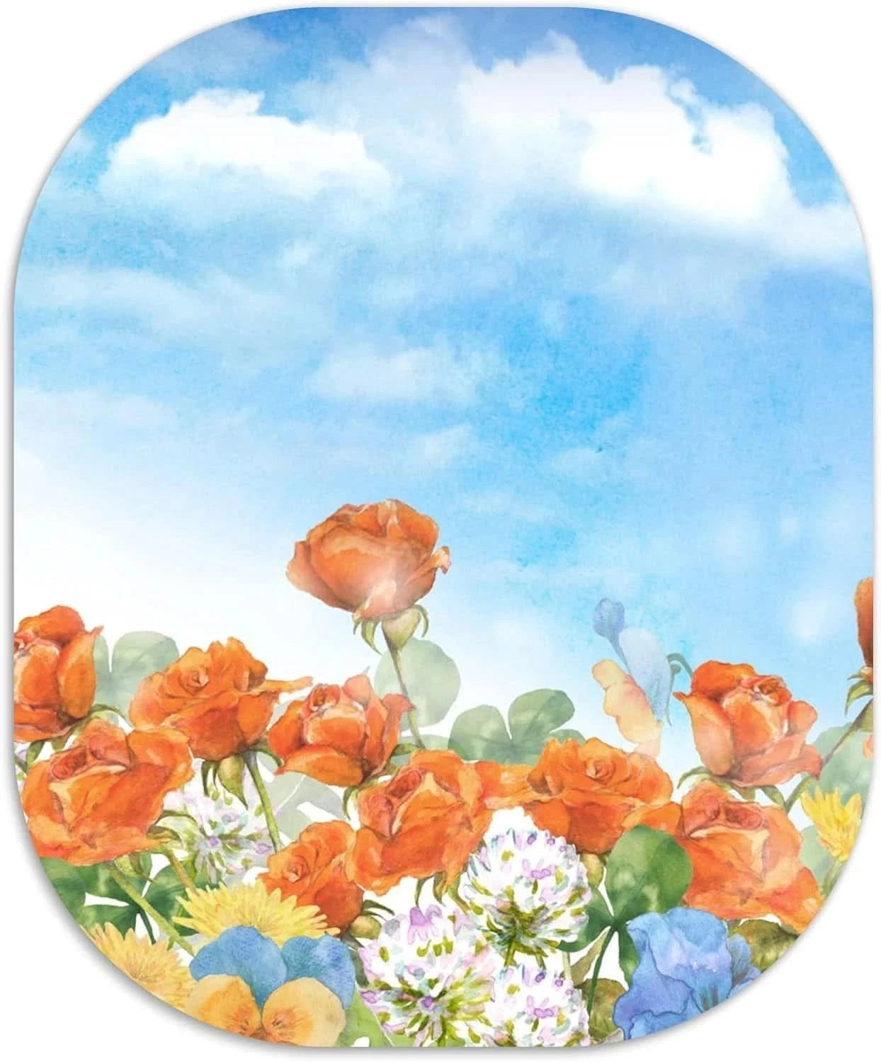 Elegant Mini Mouse Pad 6x7 inches with Non-Slip Base - Blue Floral Design